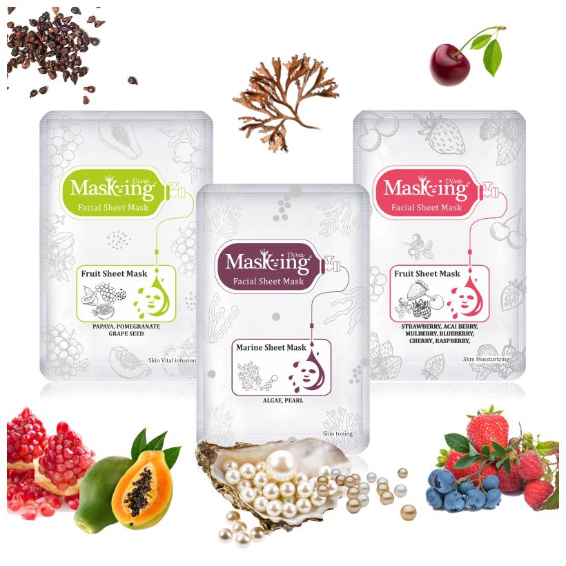 

Masking Diva Papaya Algae Strawberry Facial Sheet Mask 20ml Each (Pack Of 3)