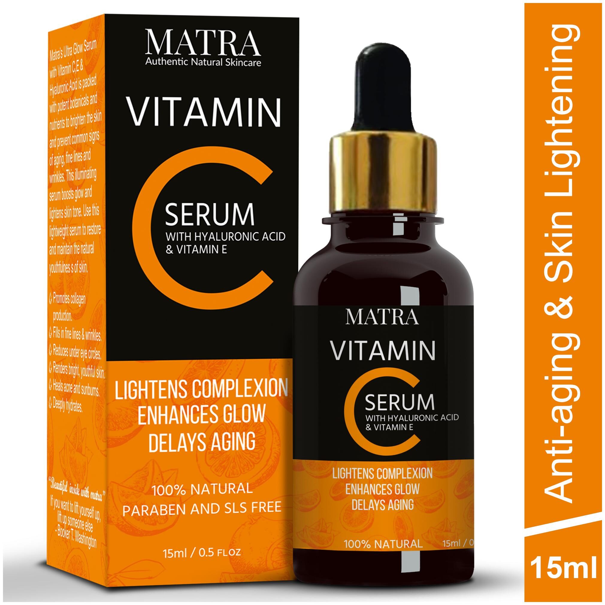 

Matra Vitamin C Ultra Glow Serum with Hylauronic Acid Vit E for Skin Lightening and Anti-aging-15ml