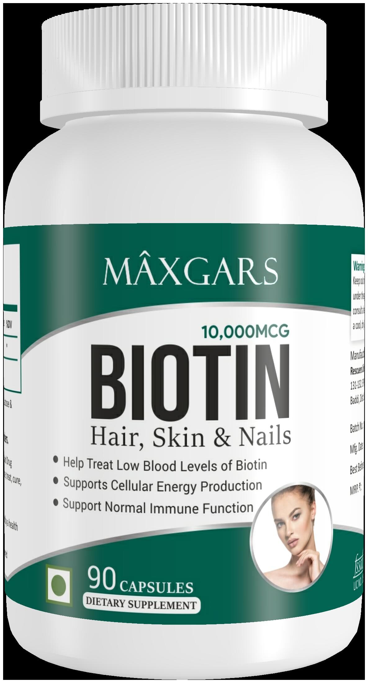 

Maxgars Biotin 10000mcg (90 Capsules)9