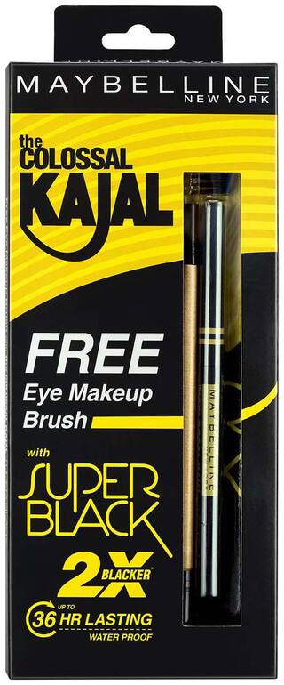 Buy Maybelline New York Colossal Kajal Super Black With Free Eye Makeup Brush Online At Low Prices In India Paytmmall Com