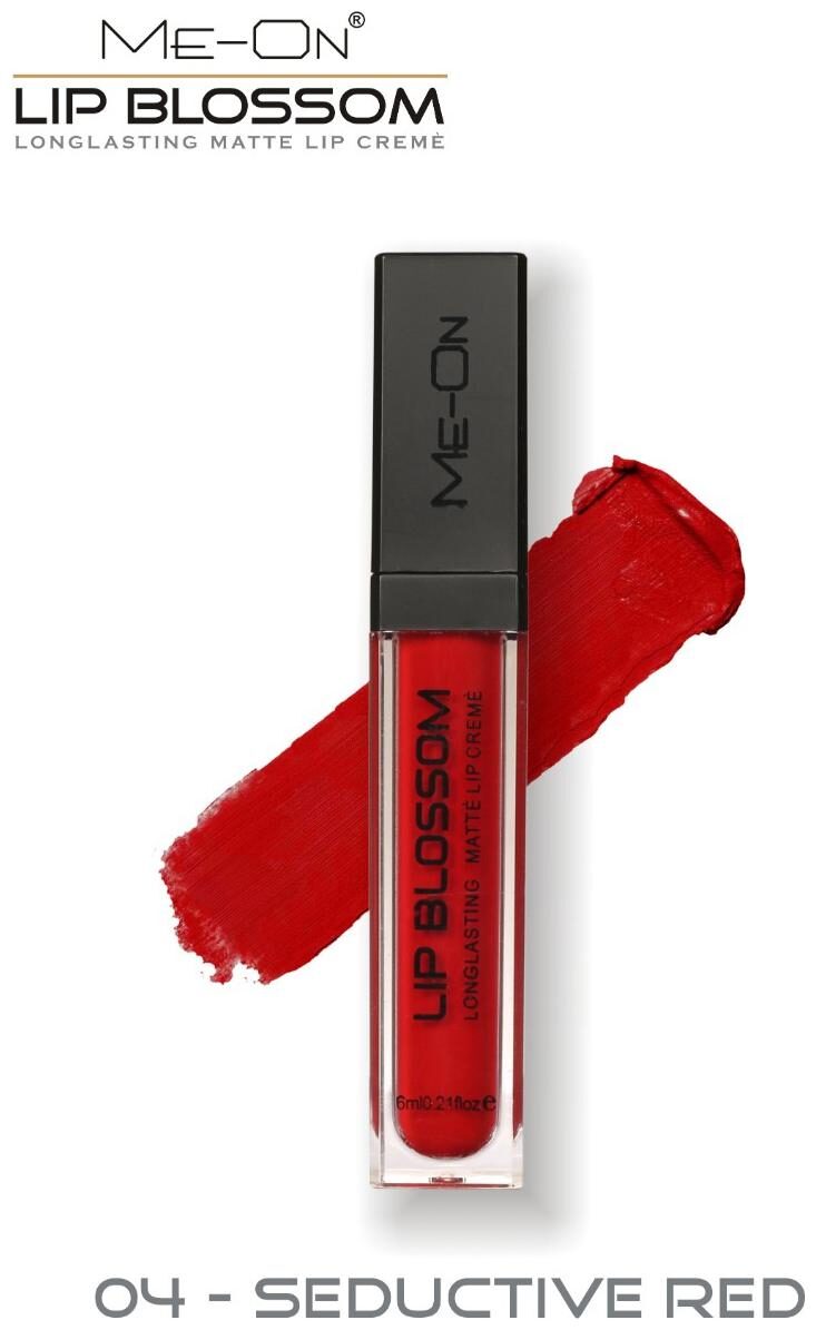 

Me-On Lip Blossom Long lasting Matte Lip Cre me Shade Seductive Red 4g