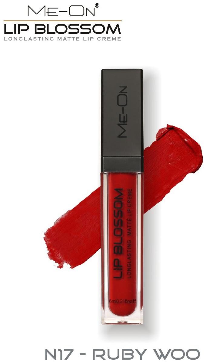 

Me-On Lip Blossom Long lasting Matte Lip Cre me Shade Ruby Woo 4g