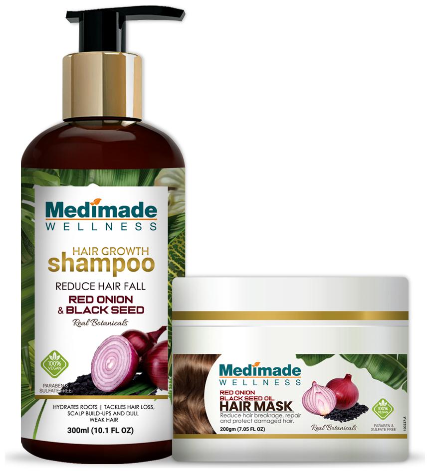 

Medimade Red Onion shampoo 300ml Red Onion hair mask 200ml) Pack of 2