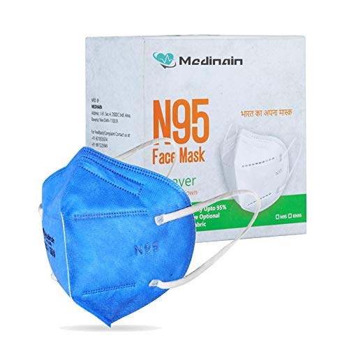 

Medinain Anti-Pollution Activate N-95 Mask with 5 Layer CE and ISO and WHO-GMP Certified with Adjustable Built-in Nose Pin Free Size Blue(Pack of 20)