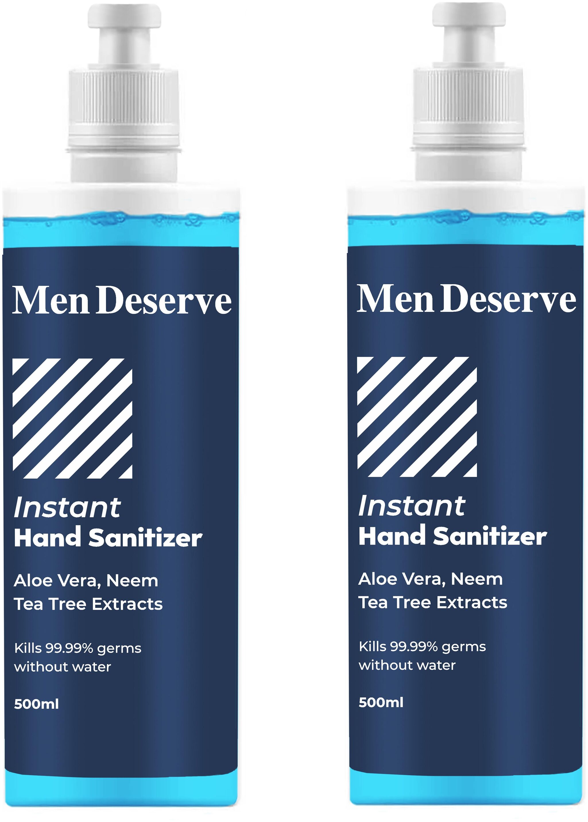 

Men Deserve Gel Type with 70 Alcohol Neem Aloe vera and Tea Tree Hand Sanitizer Bottle 500ml(Pack of 2)
