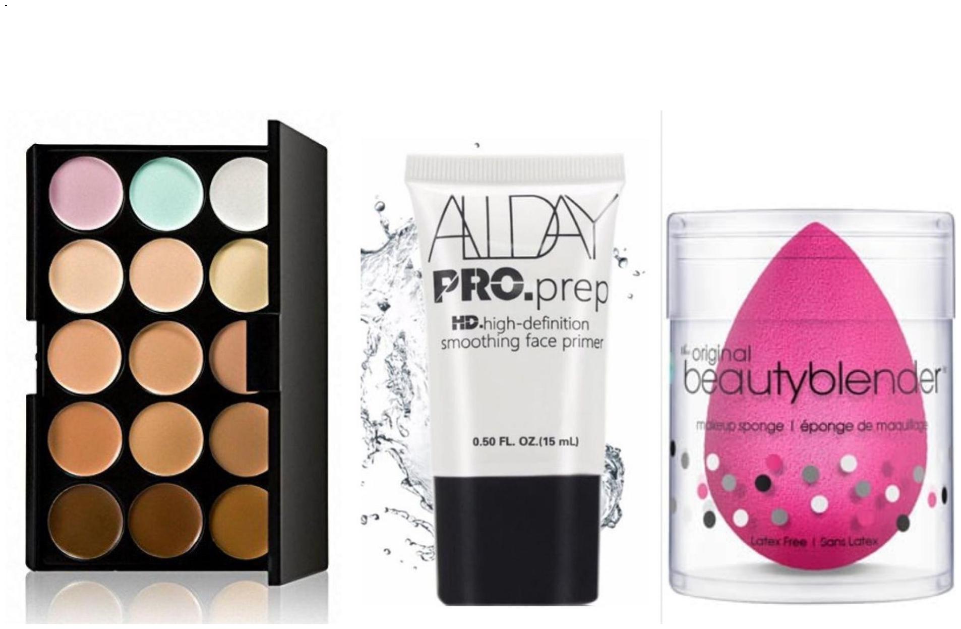 

Menow Combo of 15 colors Concealer Palette 15g Primer 15ml and Beauty Blender Puff 20g