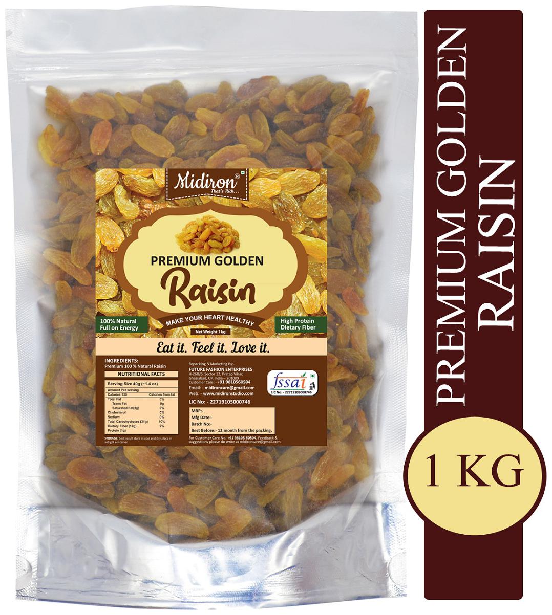 

Midiron Natural Premium Golden Raisin (Kishmish) 1 Kg