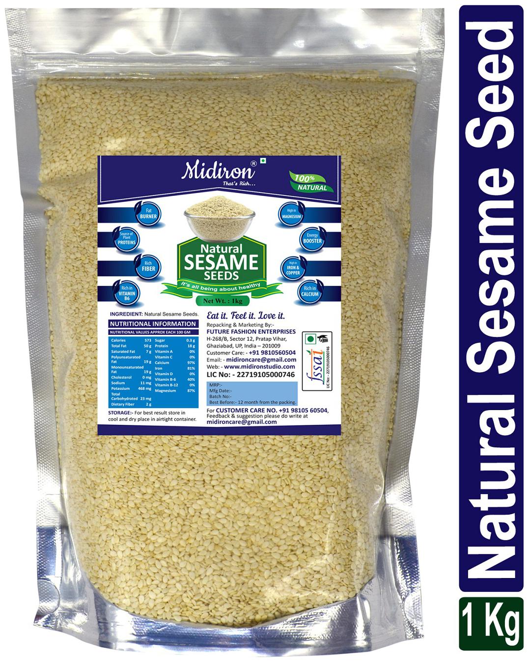 

Midiron Sesame Seed Organic Sesame Seed White Till Rich in Fiber (1 Kg)
