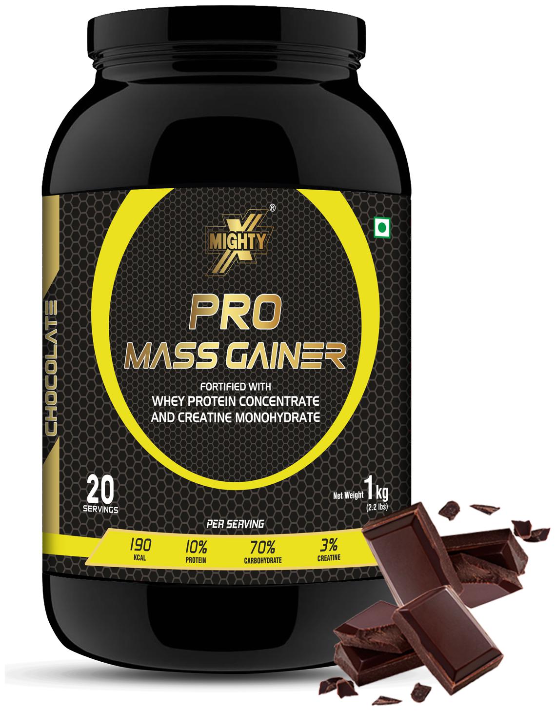 

Pro Mass Gainer Weight Gainer Bulk Gainer High Carbs Gainer Chocolate 1 kg 20 Servings
