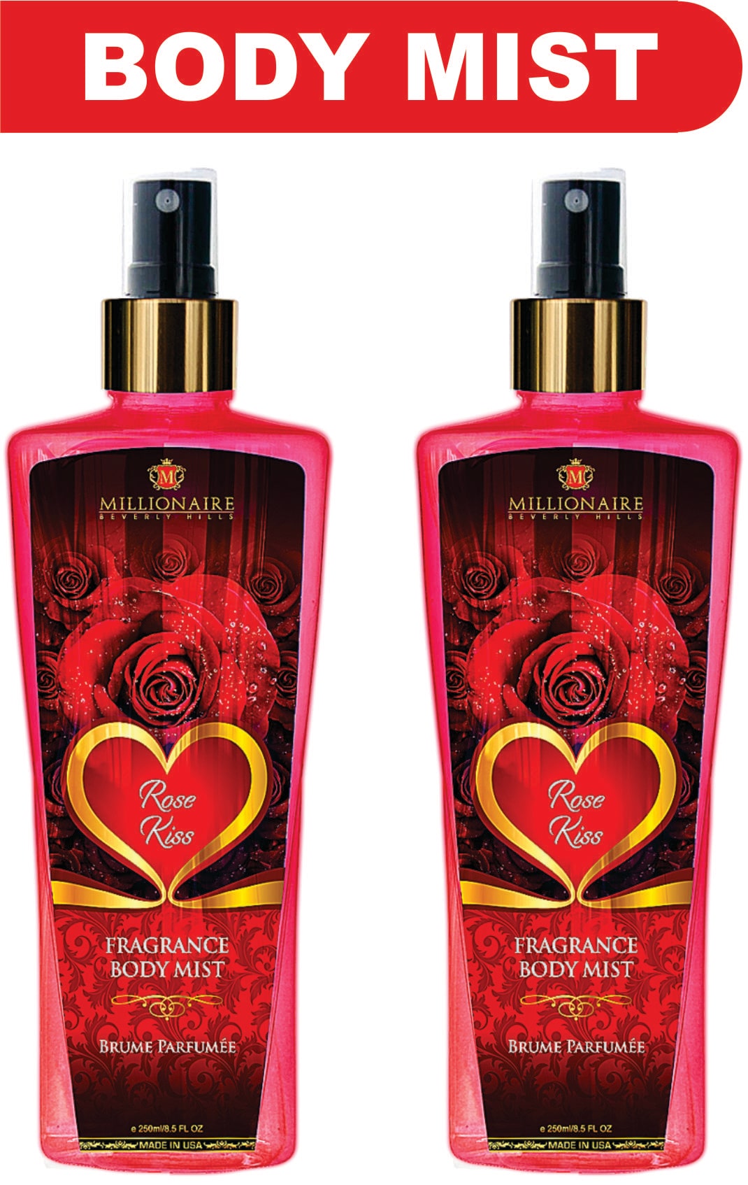 

Millionaire Beverly Hills Rose Kiss Fragrance Body Mist 250ml Pack of 2