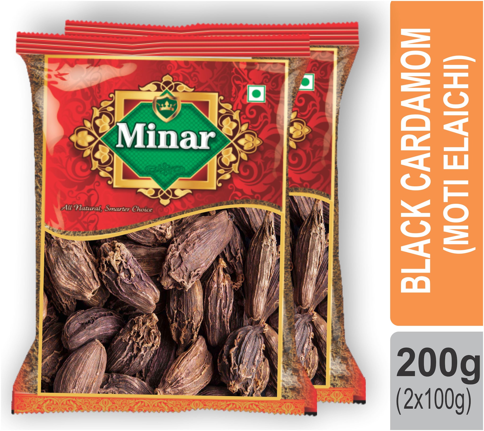 

Minar Badi Elaichi (Black Cardamom) 100g (Pack of 2)