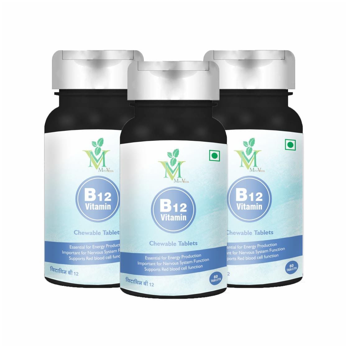 

Mintveda Vitamin B12 Chewable 60 Veg Tablets (Pack of 3)