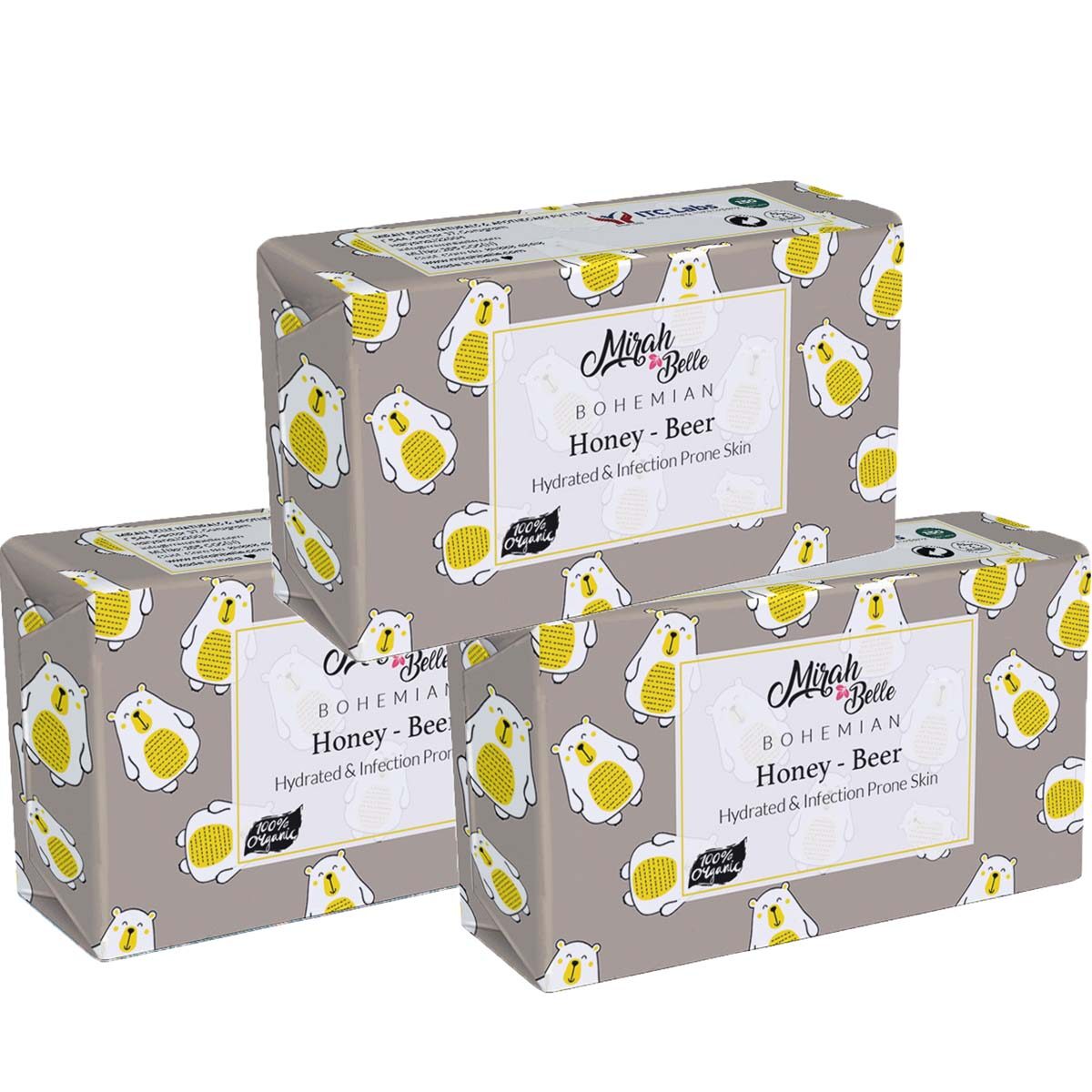 

Mirah Belle Organic Honey Beer Conditioning Soap Bar 75g (Pack of 3)