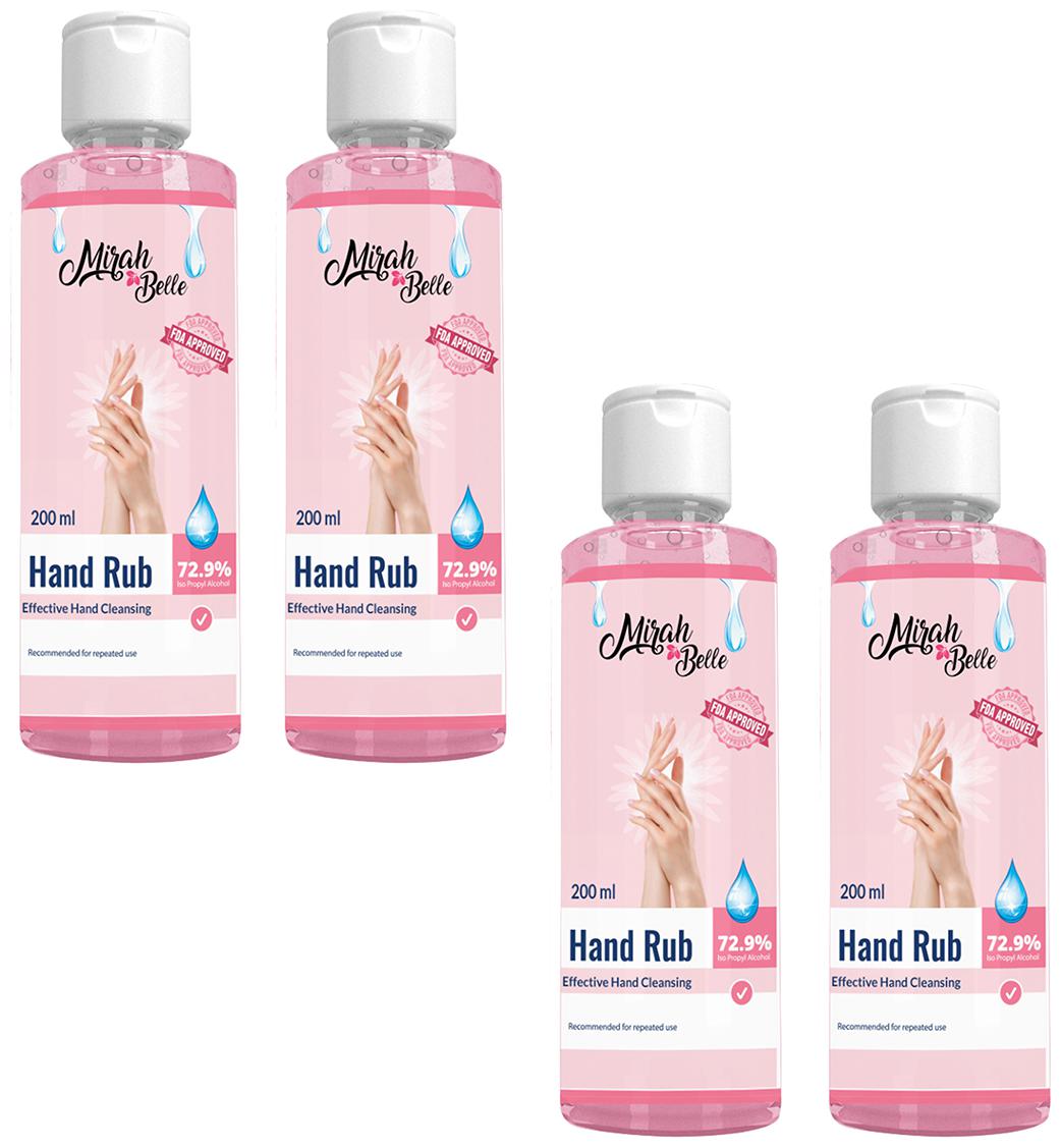 

Mirah Belle Organic - Hand Sanitizer - Natural Vegan Cruelty Free - Best for Men Women and Children - 200ml (Pack of 4 )
