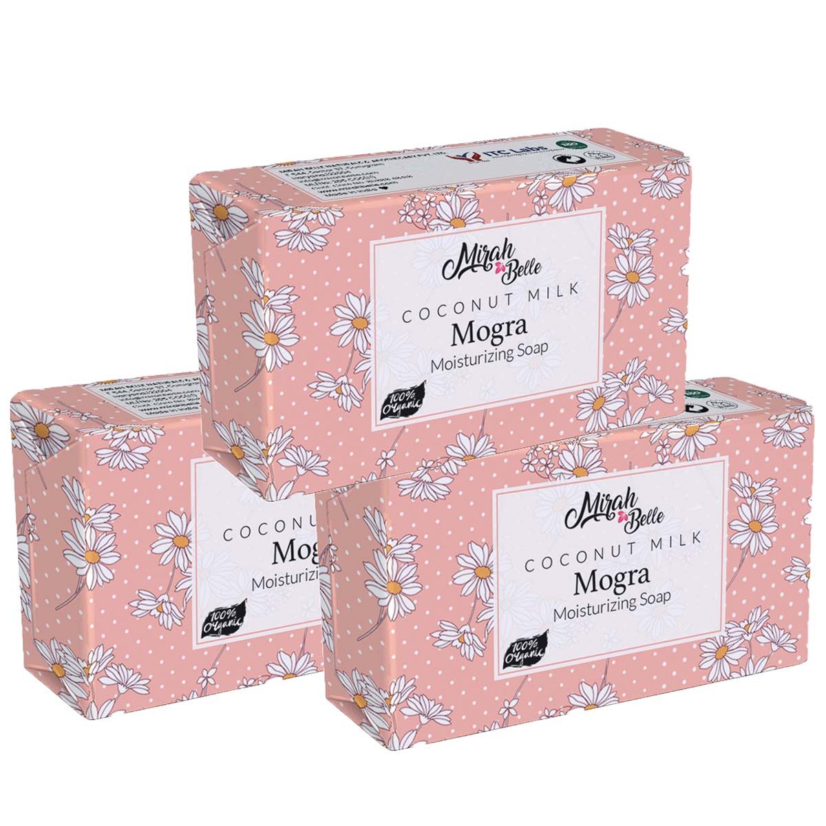 

Mirah Belle Organic Coconut Milk Mogra Moisturising Soap Bar 75 g (Pack of 3)