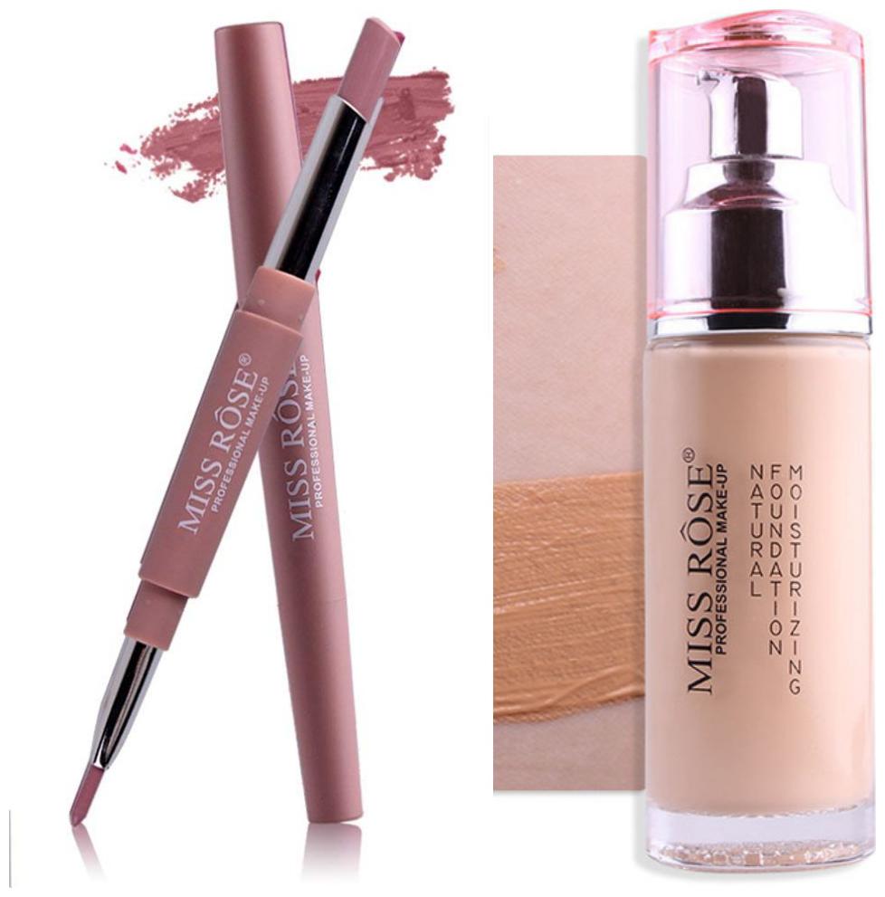 

Miss Rose Lipliner plus Lipstick shade 6 and Natural Foundation
