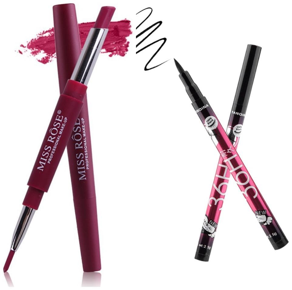 

Miss Rose Lipliner plus Lipstick shade 5 (1 5 g) and 36hrs Long lasting Smudeproof Eyeliner(1 5 g)