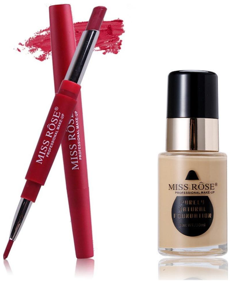 

Miss Rose Lipliner plus Lipstick shade 4 and Natural Foundation (30ml)