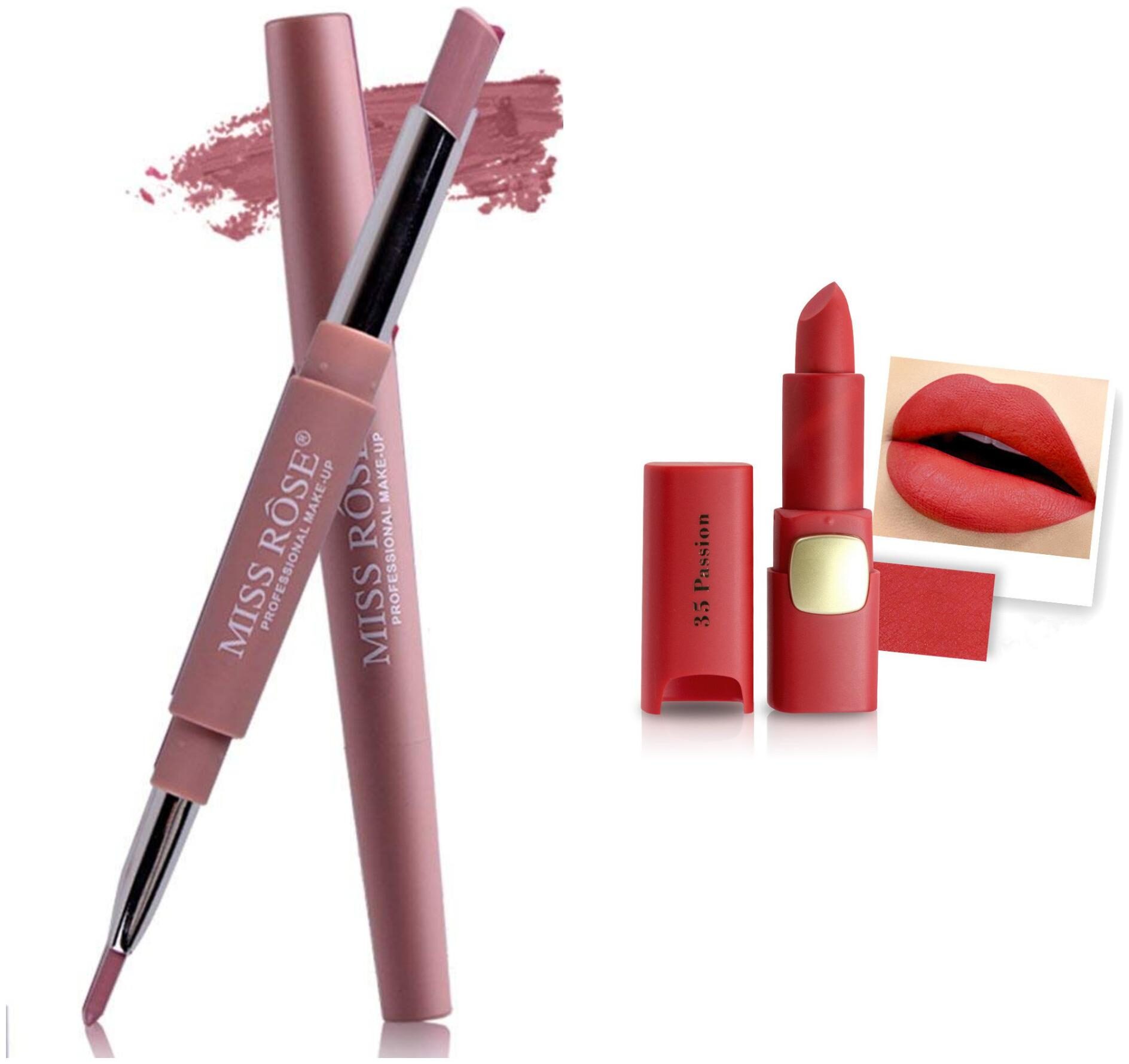 

Miss Rose Professional Make-Up Combo of Two Matte Lipstick 5 6g (Skin Coral)