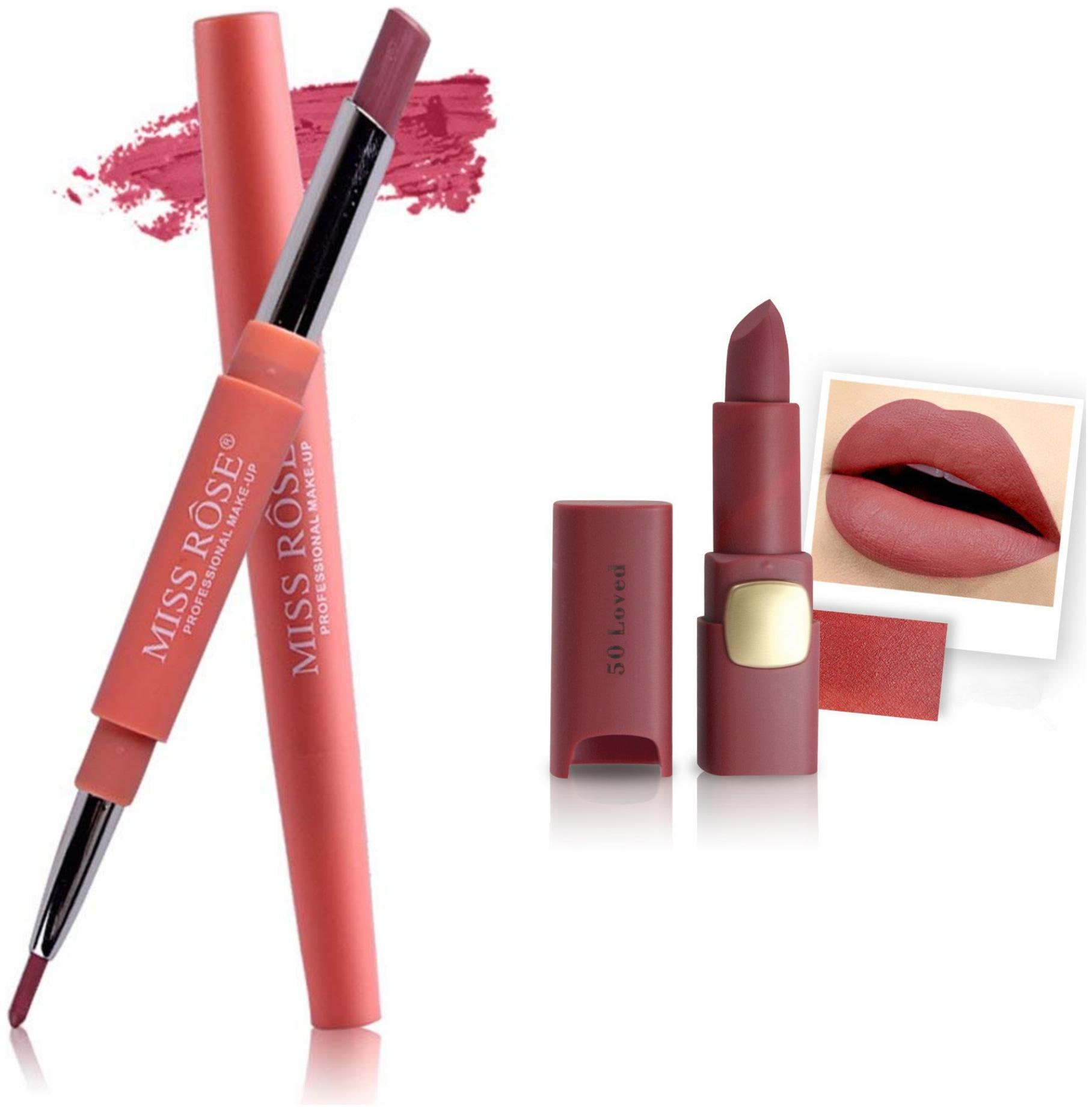 

Miss Rose Professional Make-Up Combo of Two Matte Lipstick 5 6g (Nude Pink)