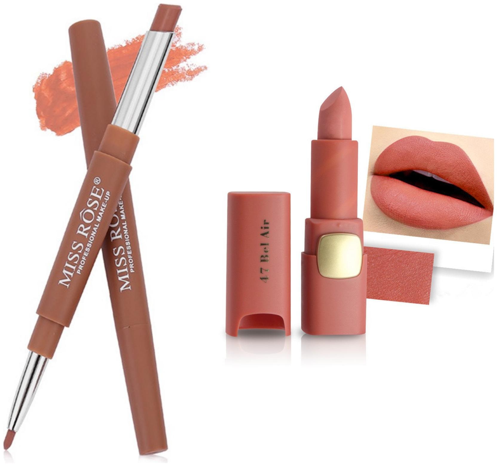 

Miss Rose Professional Make-Up Combo of Two Matte Lipstick 5 6g (Brown Coral )