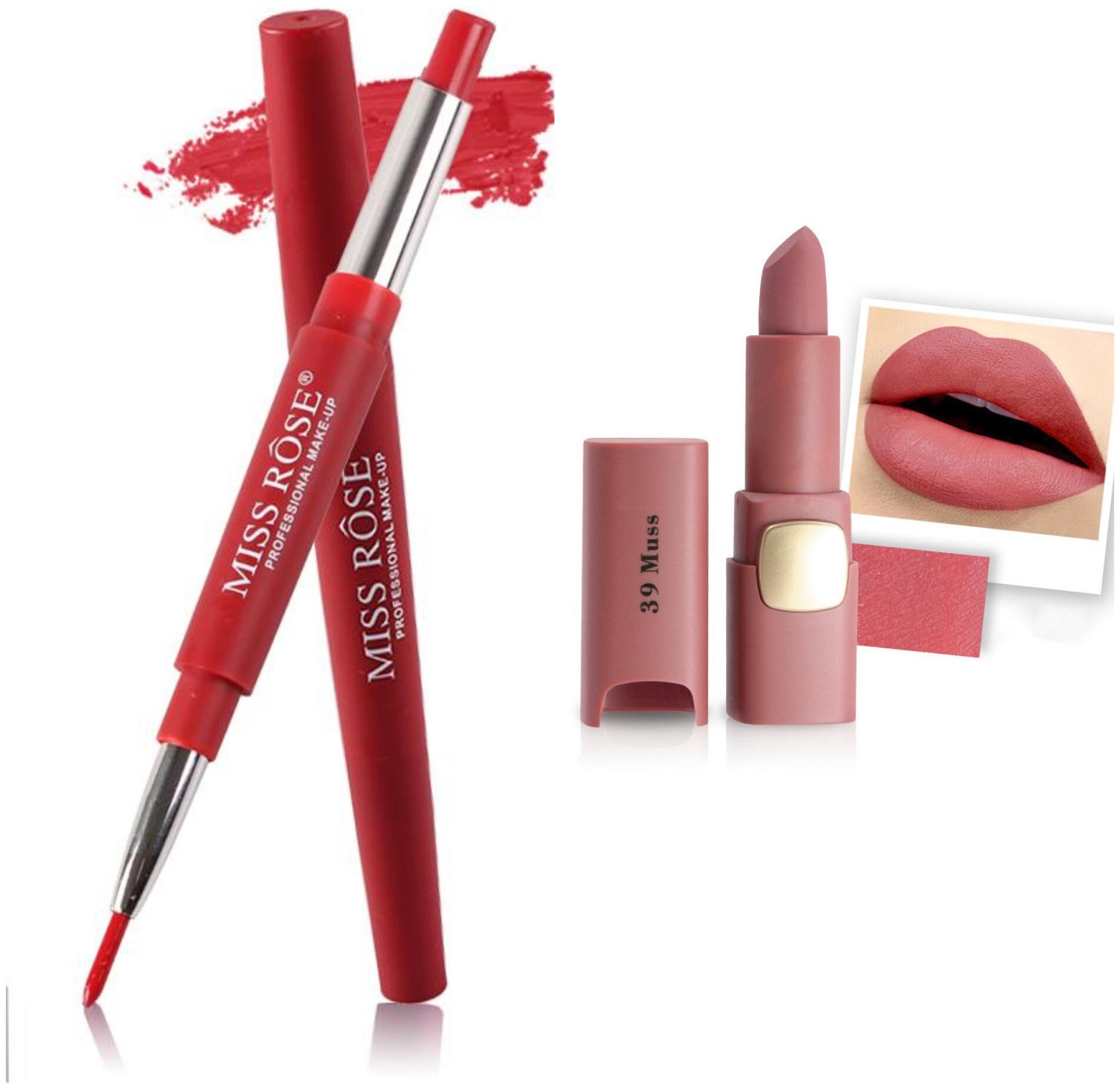 

Miss Rose Professional Make-Up Combo of Two Matte Lipstick 5 6g (Rose Nude )