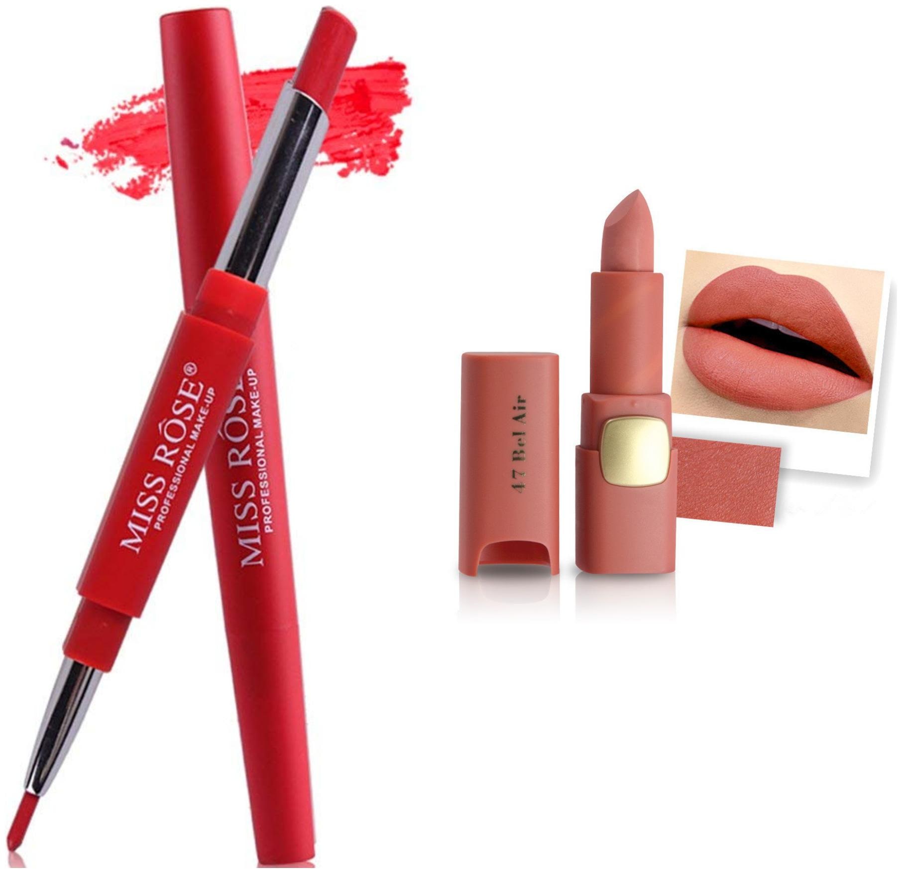 

Miss Rose Professional Make-Up Combo of Two Matte Lipstick 5 6g (Red Coral)