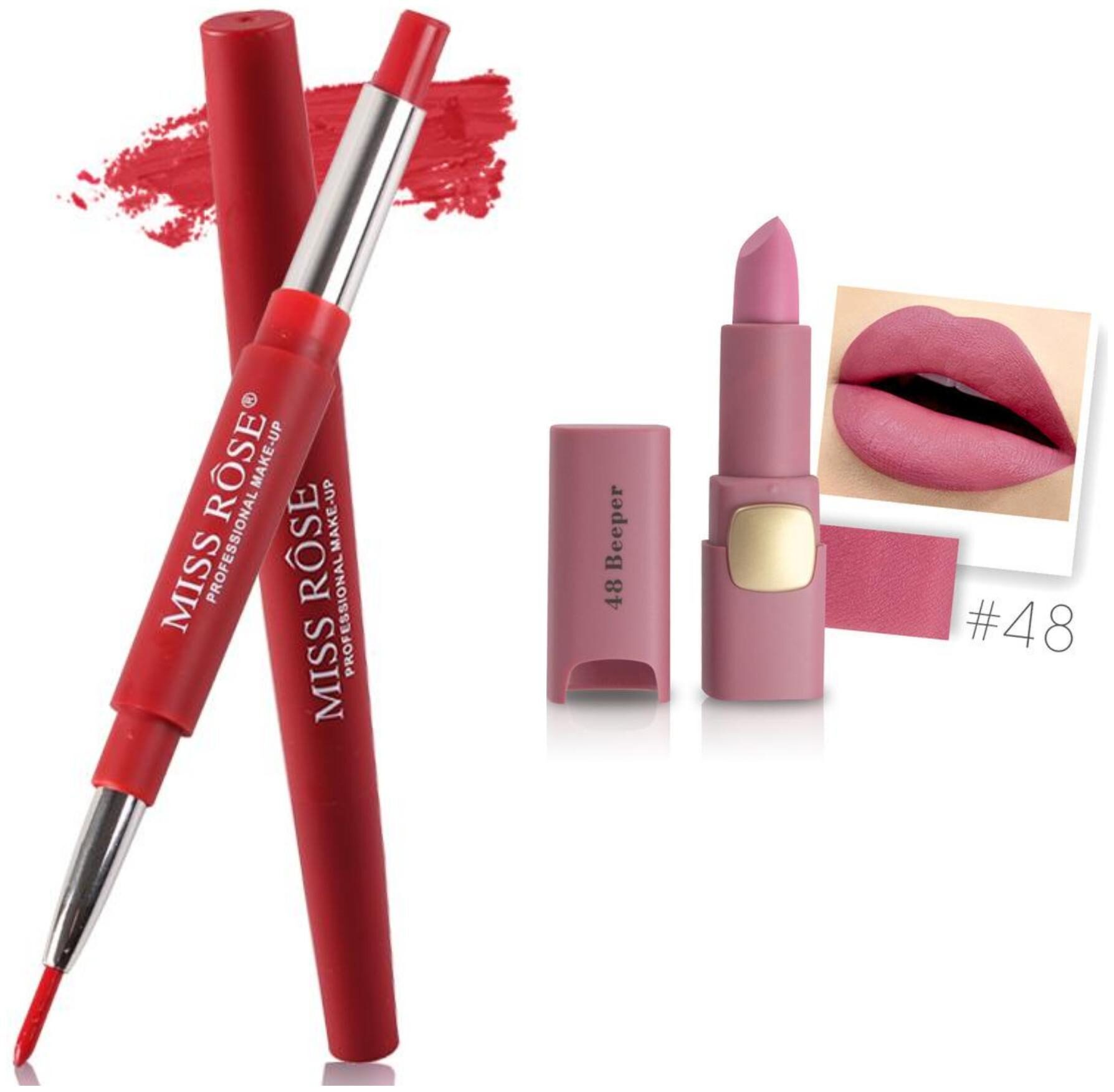

Miss Rose Professional Make-Up Combo of Two Matte Lipstick 5 6g (Rose Pink )