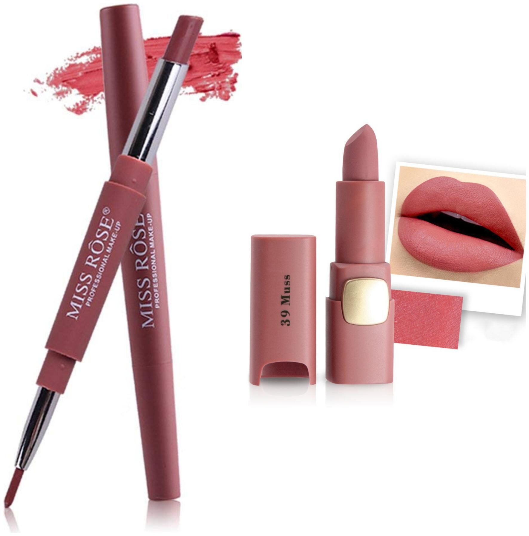 

Miss Rose Professional Make-Up Combo of Two Matte Lipstick 5 6g (Pink Rose)
