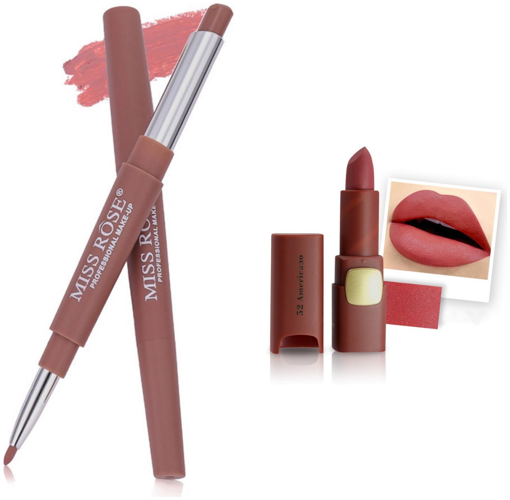 

Miss Rose Professional Make-Up Combo of Two Matte Lipstick 5 6g (Coral Pink )