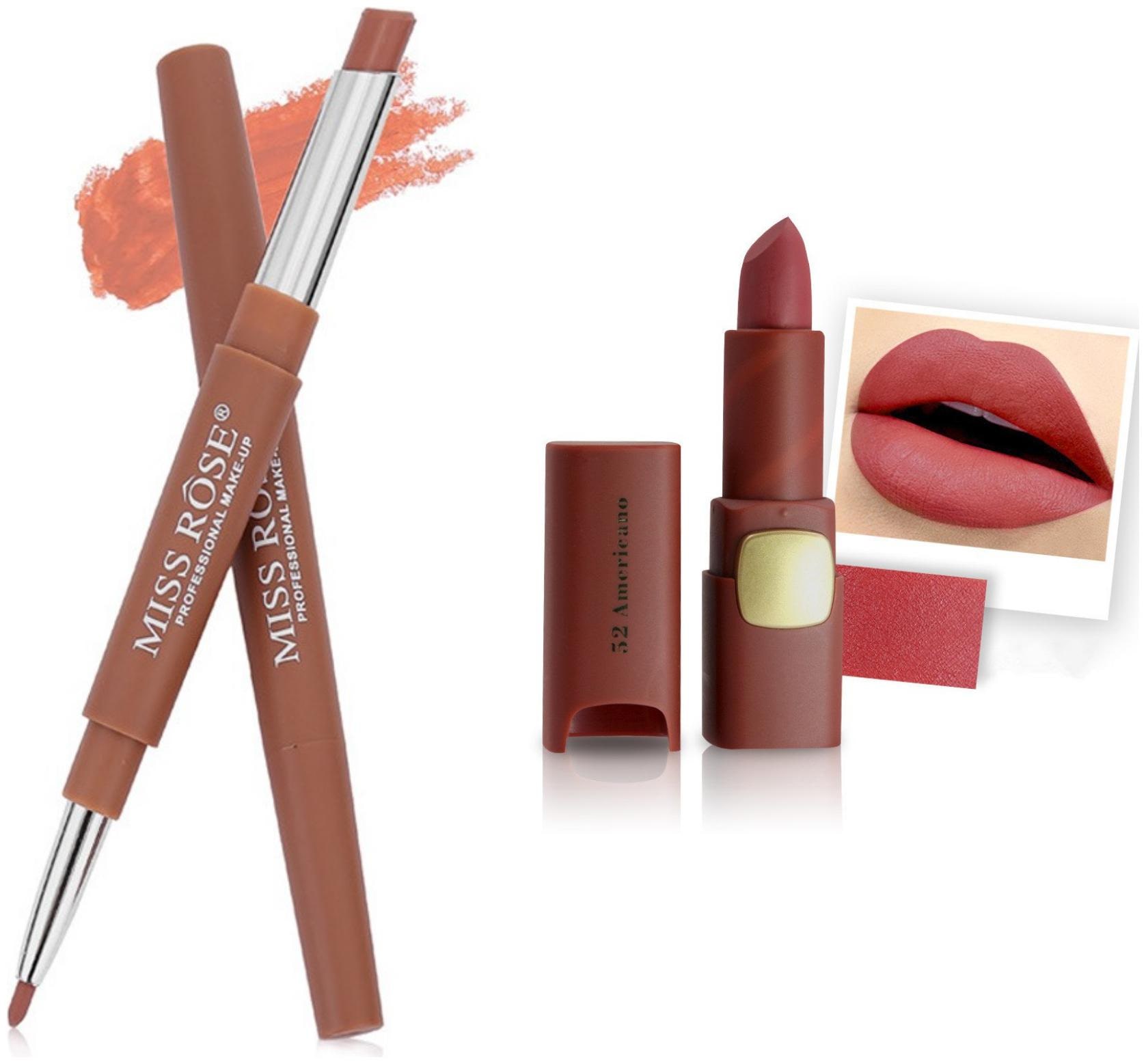 

Miss Rose Professional Make-Up Combo of Two Matte Lipstick 5 6g (Brown Nude )
