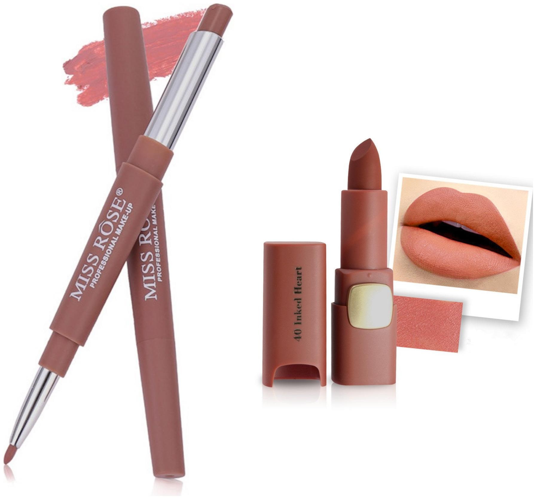 

Miss Rose Professional Make-Up Combo of Two Matte Lipstick 5 6g (Pink Coral )