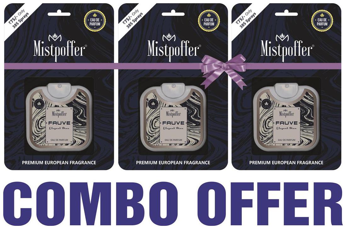 

Mistpoffer Fauve Pocket Perfume Premium European Fragrance Combo Offer 385 Sprays for Men 25 ml Pack of 3