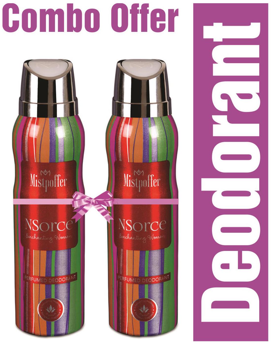 

Mistpoffer Nsorce Perfumed Deodorant Body Spray Combo Offer for Women 150 ml Each Pack of 2