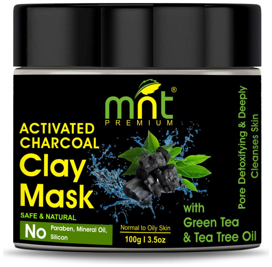 

MNT Activated Charcoal Clay Mask with Green Tea Tea Tree Oil for All Skin Types Pore Detoxifying Deeply Cleanses Skin 100g