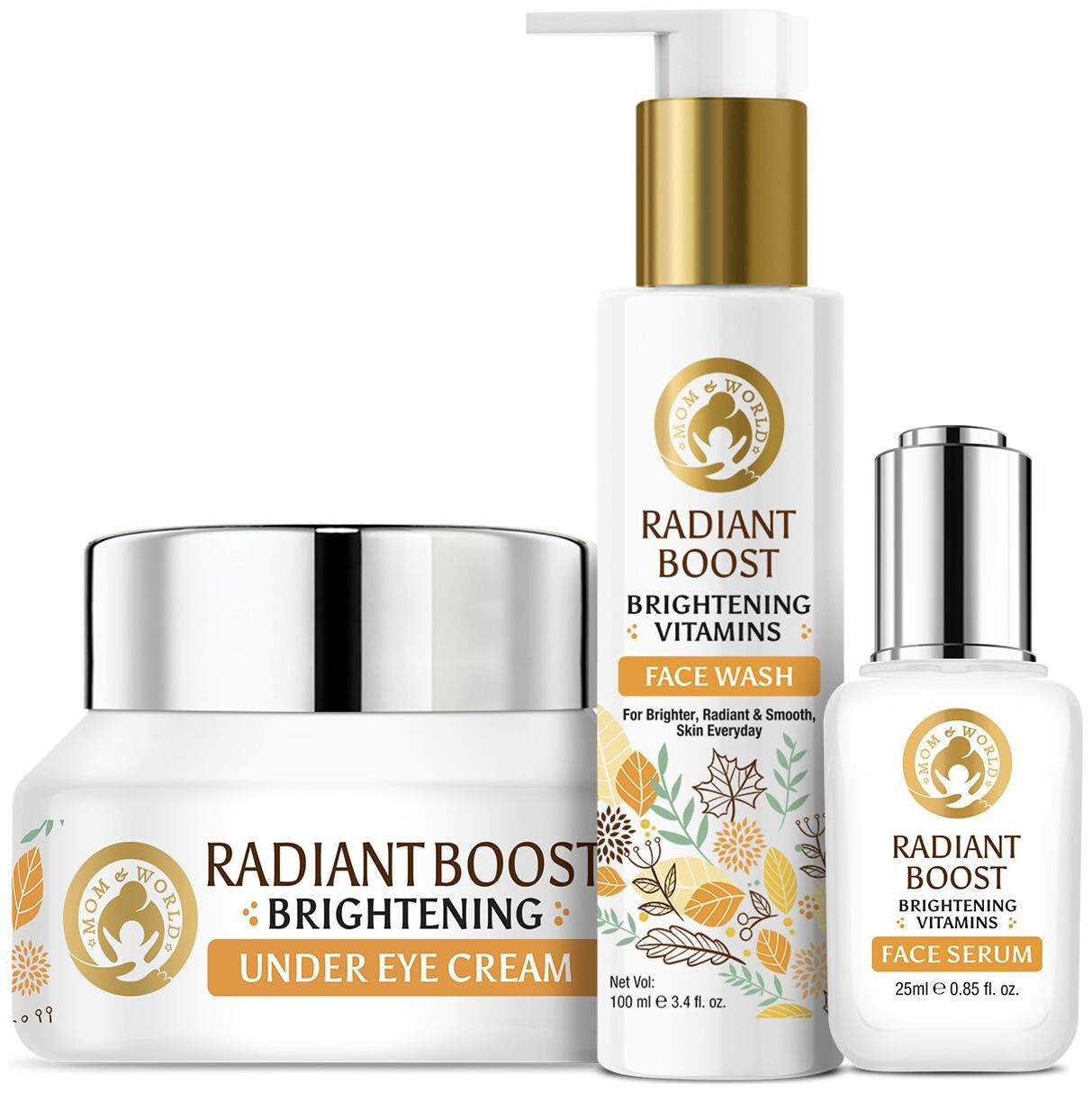 

Mom World Under Eye Cream 30g Vitamins Face Wash 100ml Vitamins Face Serum 25ml Pack of 1