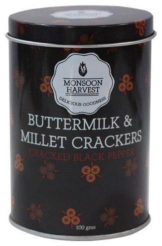 

Monsoon Harvest Crackers - Buttermilk Millet Black Pepper 100 g