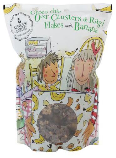 

Monsoon Harvest Breakfast Cereal - Choco Chip Oat Clusters Ragi Flakes With Banana 350 g