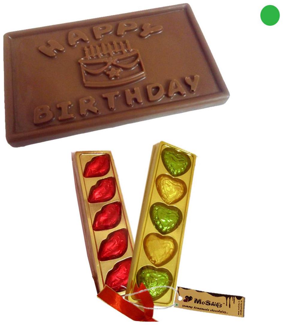 

MoShik s Happy Birthday 5 Hearts And 5 Lips Milk Chocolate Combo With Raisins
