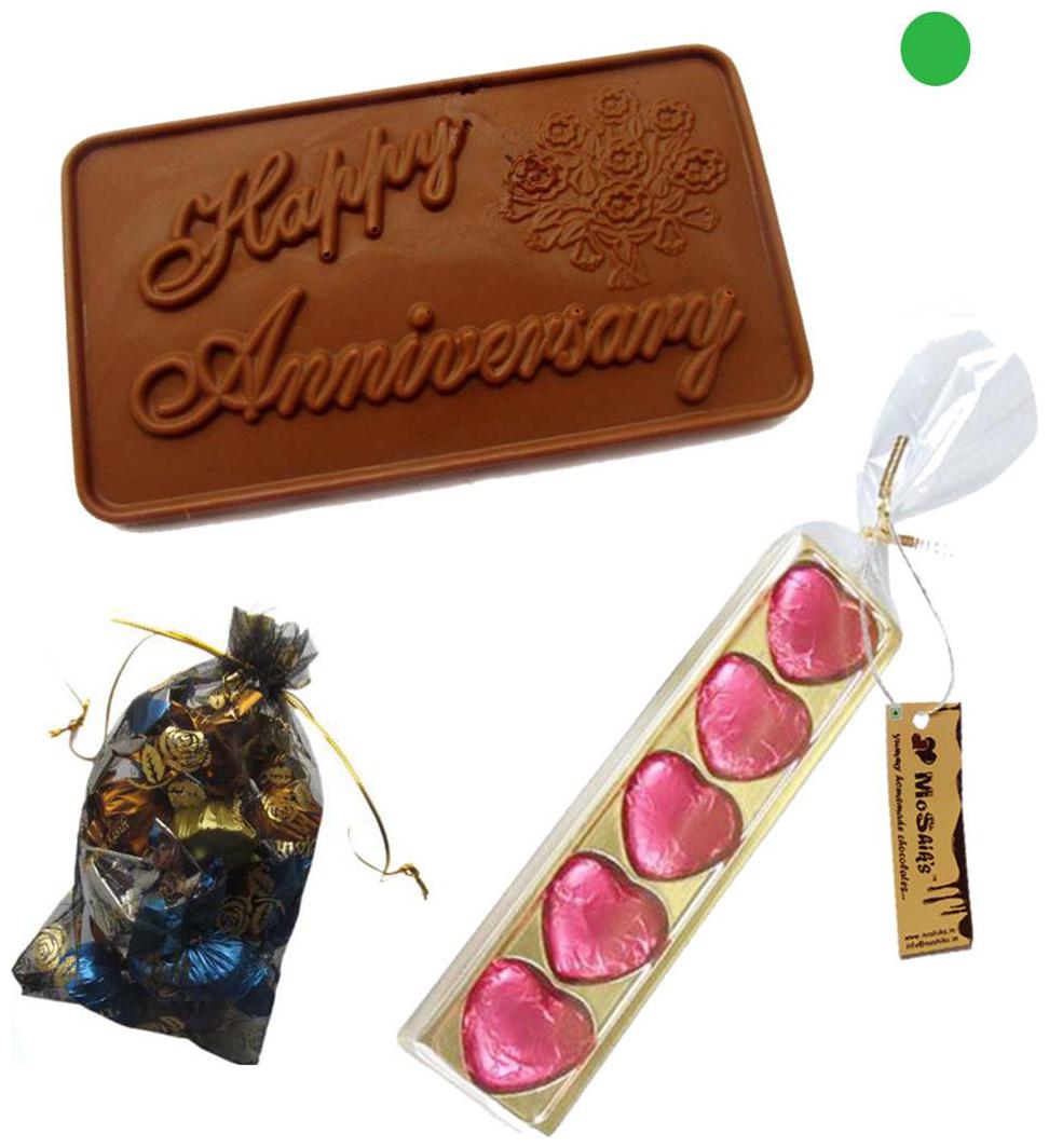 

MOSHIKS HAPPY ANNIVERSARY 5 HEARTS POUCH MILK CHOCOLATE COMBO