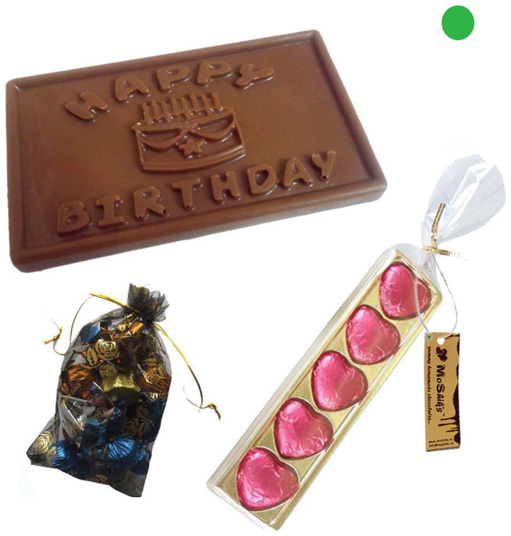 

MoShik s Happy Birthday 5 Hearts Pouch Milk Chocolate Combo With Butter Scotch