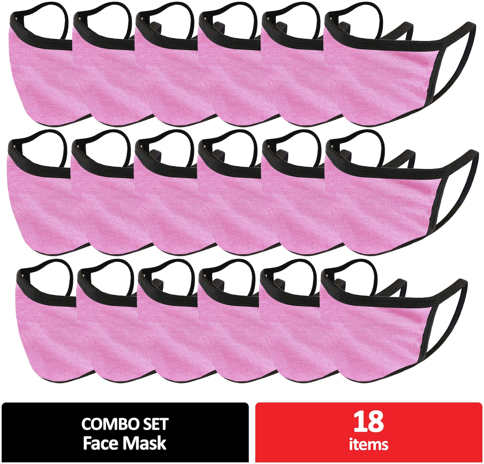 

Mototrance Trendy Cotton Washable Reusable Face Mask With Earloop for Men Women - Pink (Pack of 18)