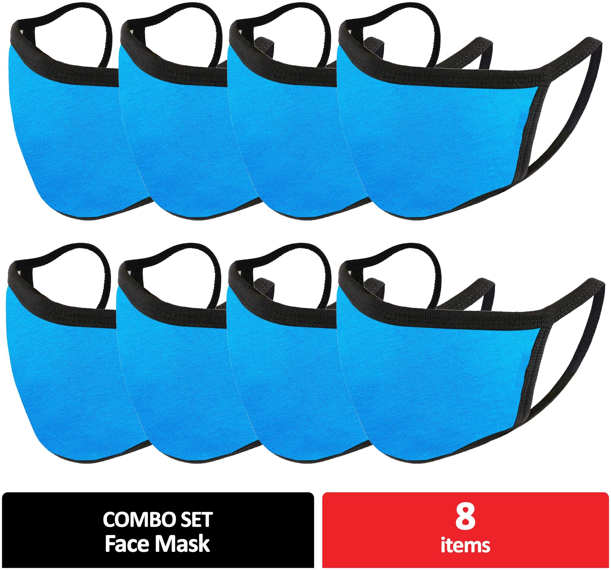 

Mototrance Trendy Cotton Washable Reusable Face Mask for Men Women -Blue (Set of 8)