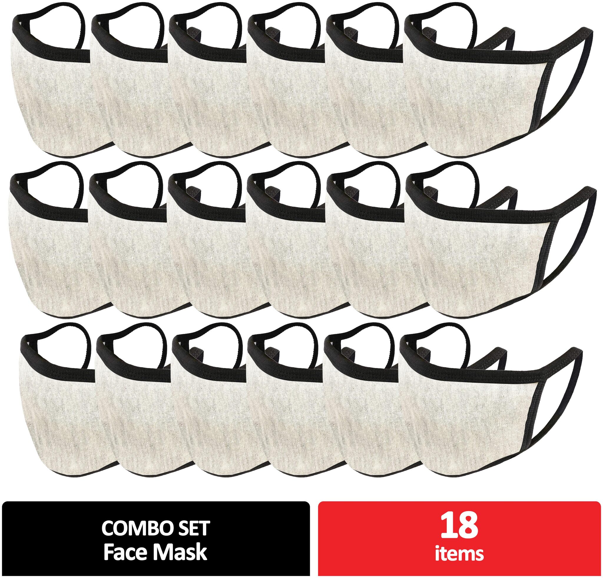 

Mototrance Trendy Cotton Washable Reusable Face Mask for Men Women -Grey (Set of 18)