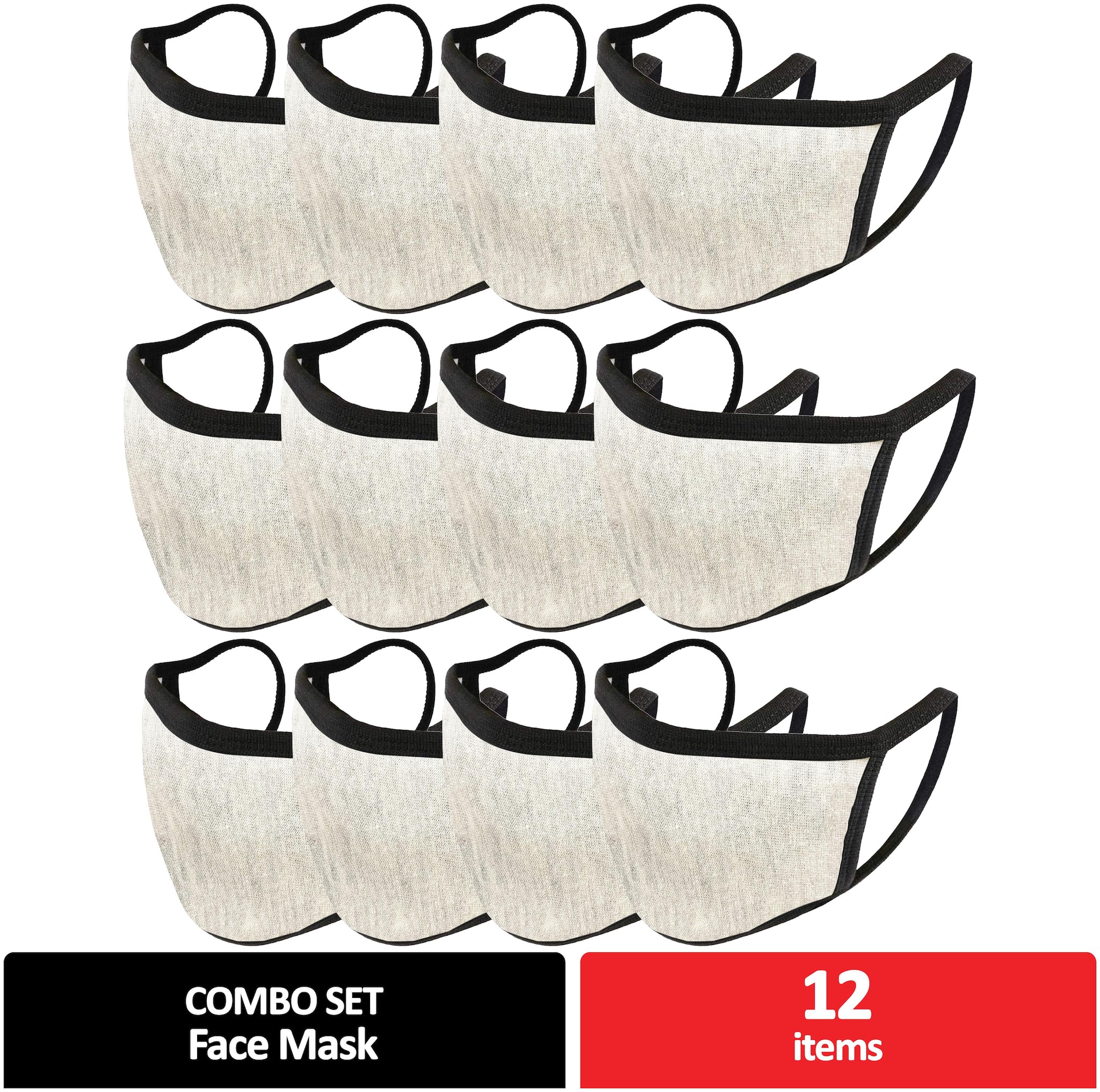 

Mototrance Trendy Cotton Washable Reusable Face Mask for Men Women -Grey (Set of 12)