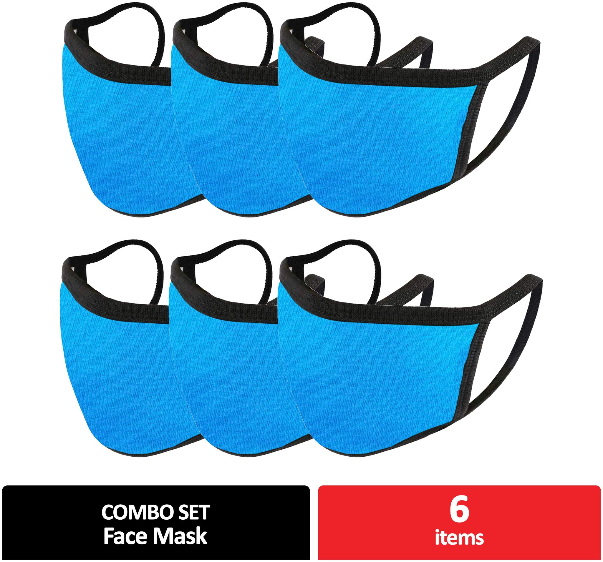 

Mototrance Trendy Cotton Washable Reusable Face Mask for Men Women -Blue (Set of 6)