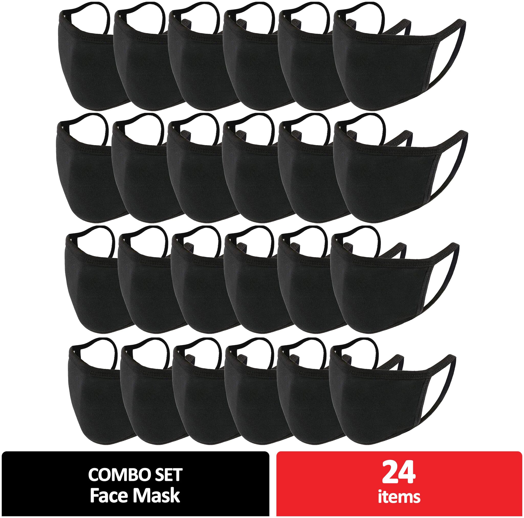 

Mototrance Trendy Cotton Washable Reusable Face Mask for Men Women - Black (Set of 24)