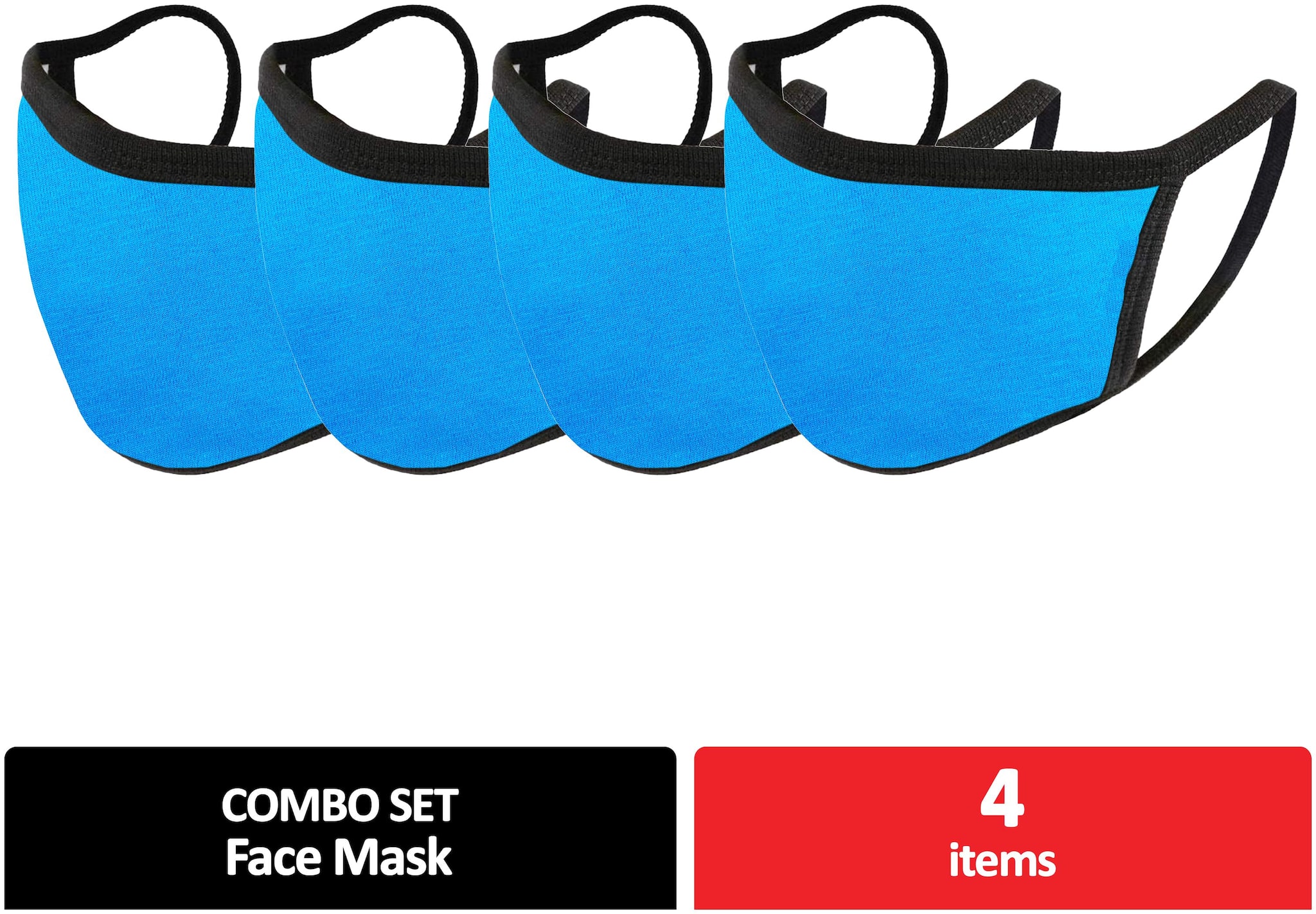 

Mototrance Trendy Cotton Washable Reusable Face Mask With Earloop for Young Kids - Blue (Pack of 4)