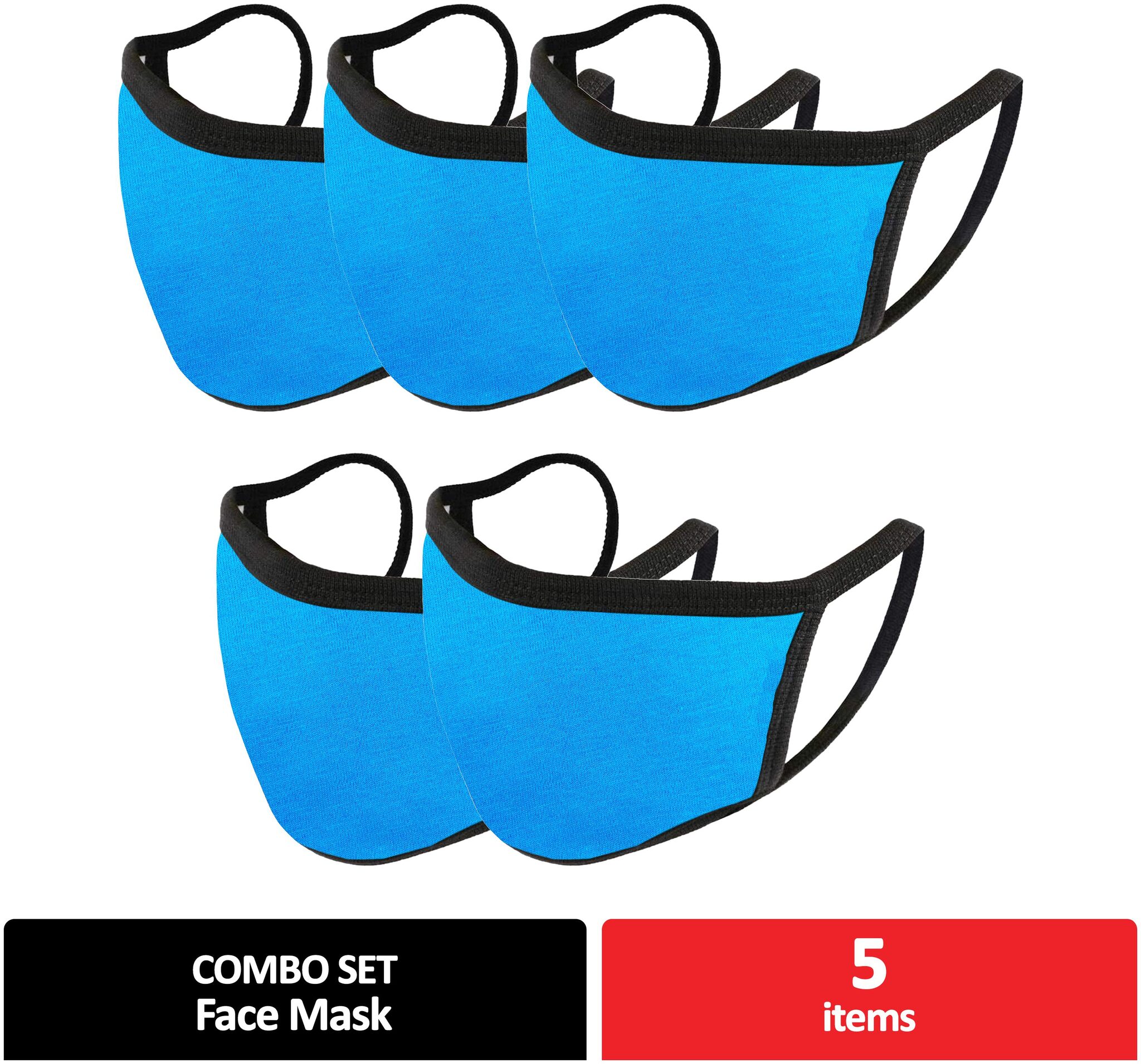 

Mototrance Trendy Cotton Washable Reusable Face Mask for Men Women -Blue (Set of 5)