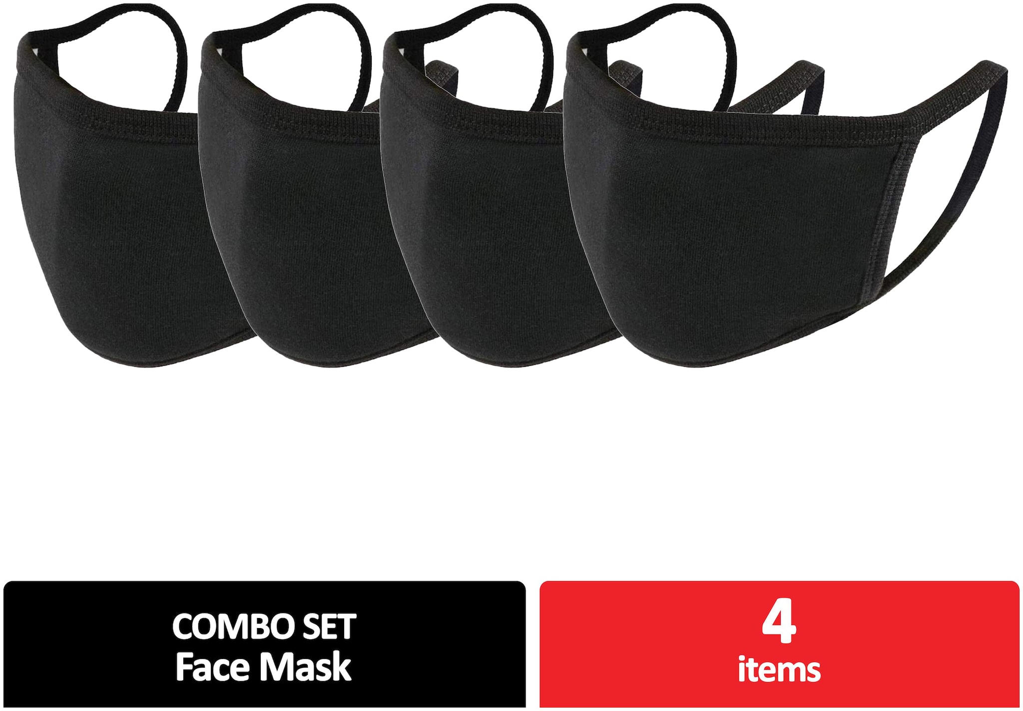 

Mototrance Trendy Cotton Washable Reusable Face Mask for Young Kids - Black (Set of 4)